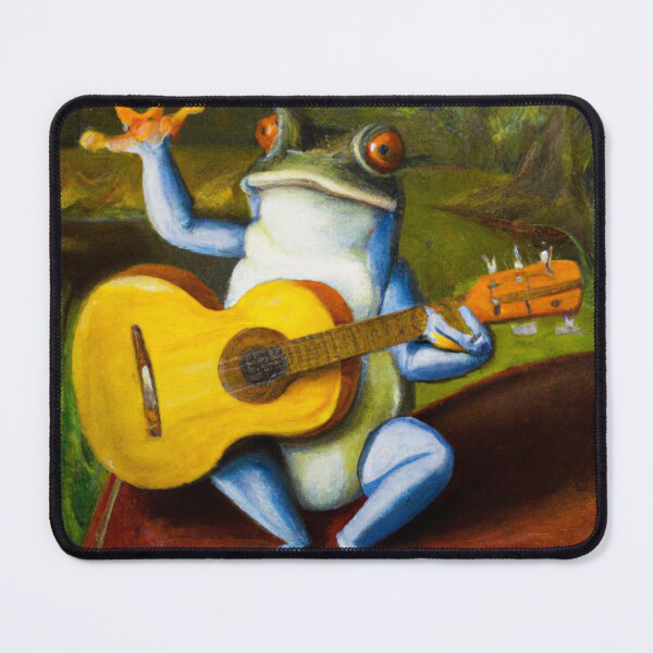 Item preview, Tree frog playing guitar oil painting designed and sold by Color-Me-Blue.