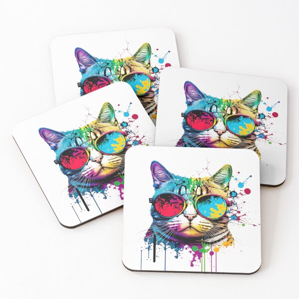 Item preview, Cat wearing sunglasses glasses pop art designed and sold by luisraultg.