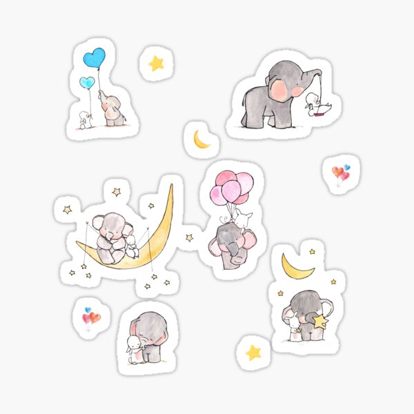 Item preview, Baby elephant collage designed and sold by doodlesbymo.