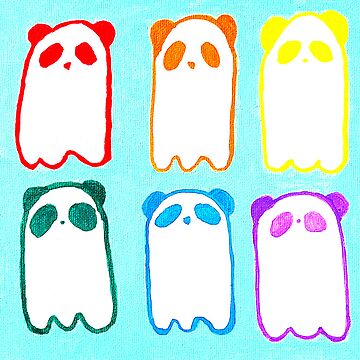 Artwork thumbnail, rainbow ghost pandas by aggiepanda