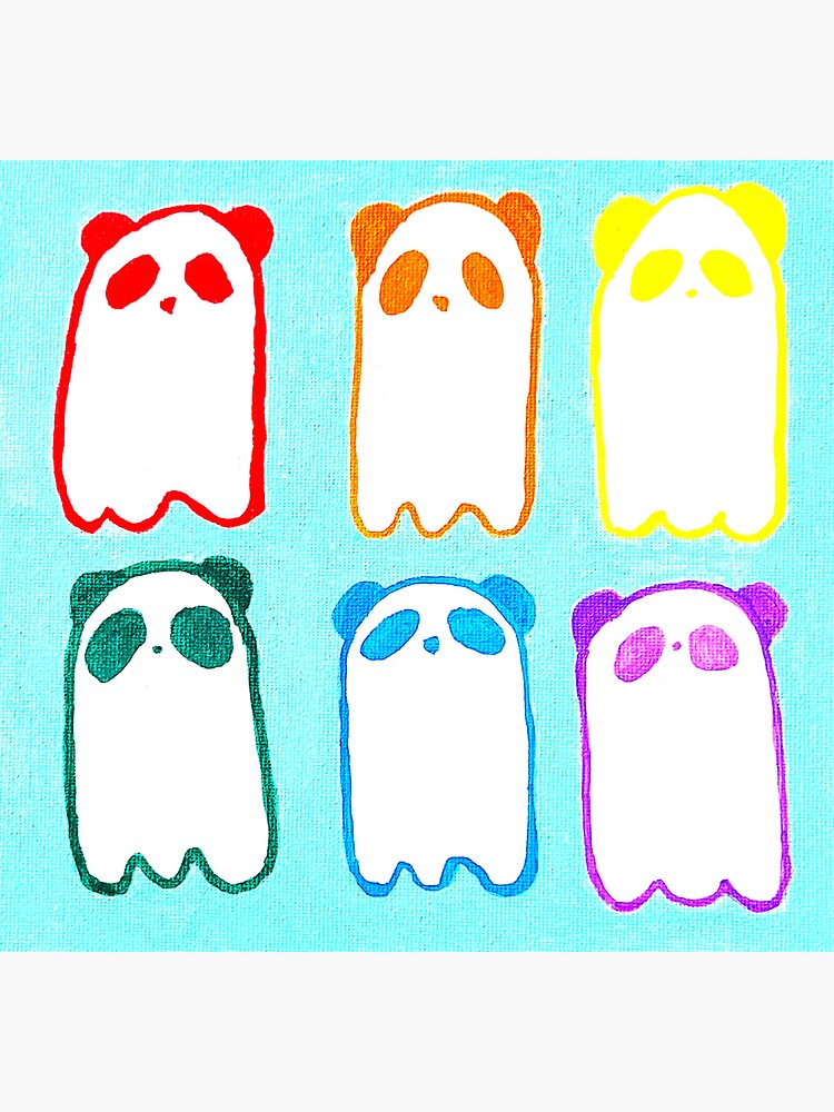 Thumbnail 3 of 3, Sticker, rainbow ghost pandas designed and sold by aggiepanda.