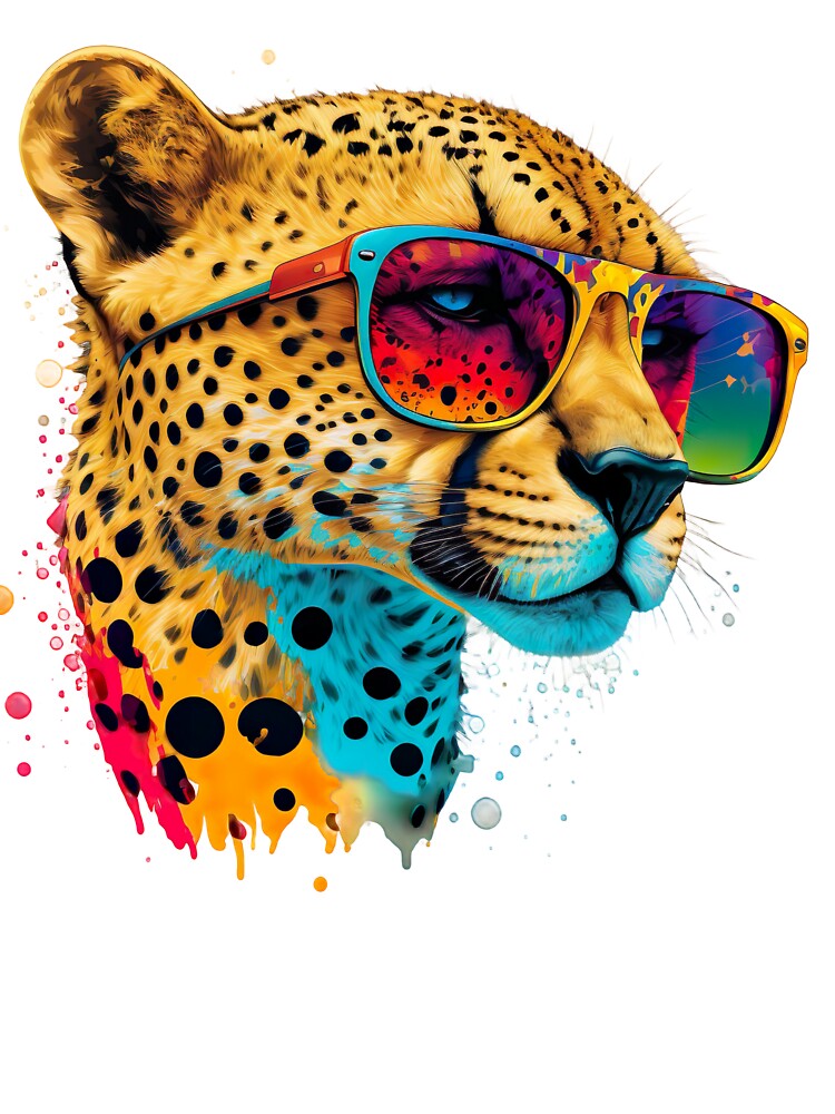 Rainbow Drip Cheetah Portrait - NeatoShop
