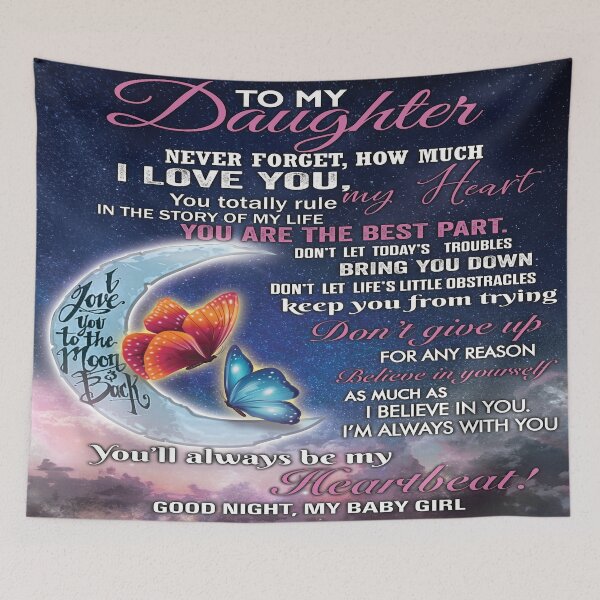 Item preview, From mom To My Daughter Inside This Butterfly Saying Blanket. designed and sold by BAYIDESIGNER.
