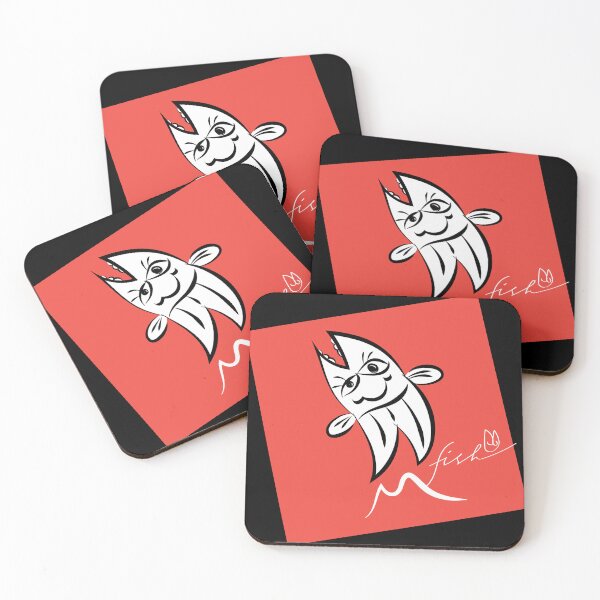 Item preview, fishCAT in red background - a fish and a cat designed and sold by metadorcreative.