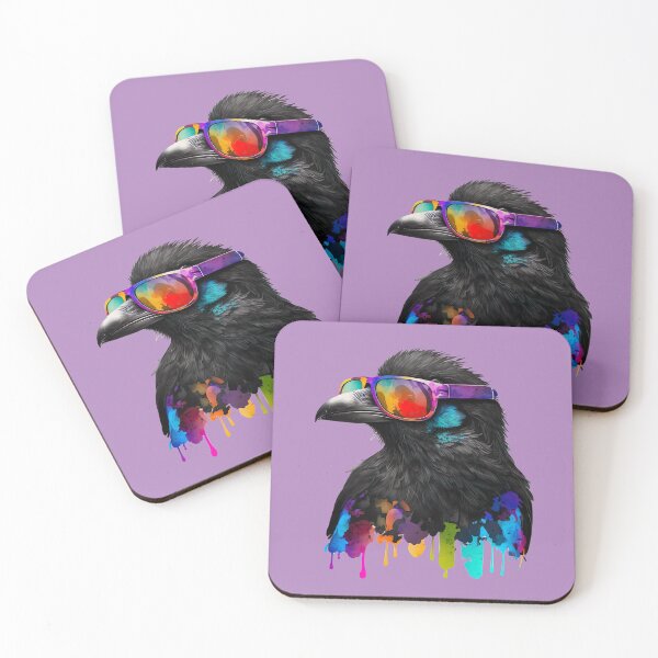 Item preview, Crow wearing sunglasses glasses pop art designed and sold by luisraultg.