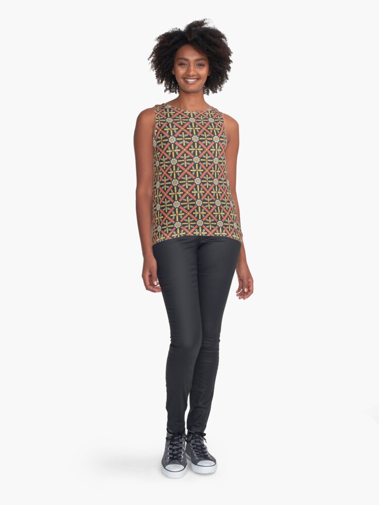 Thumbnail 3 of 6, Sleeveless Top, Bold geometric retro pattern designed by Christopher Dresser – State Library Victoria designed and sold by StateLibraryVic.