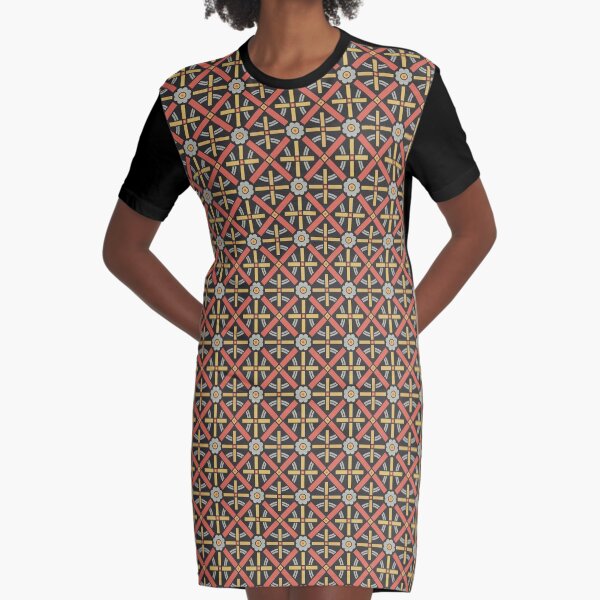 Bold geometric retro pattern designed by Christopher Dresser – State Library Victoria Graphic T-Shirt Dress