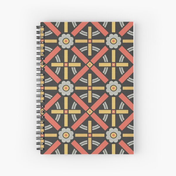 Bold geometric retro pattern designed by Christopher Dresser – State Library Victoria Spiral Notebook