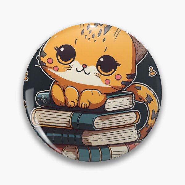 Artikelvorschau, Nette Katze auf Stapel Büchern entworfen und verkauft von StickerSector.