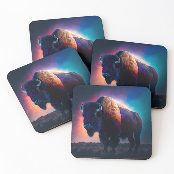 Item preview, Good Ol' Buffalo Critter Magnificent Buffalo Gazing at the Colorful Starry Sky showing how majestic and strong this critter is. designed and sold by SeaStories88.