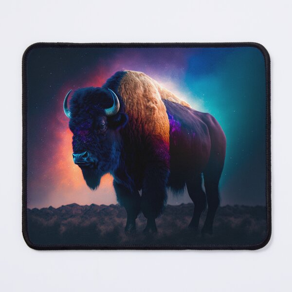 Item preview, Good Ol' Buffalo Critter Magnificent Buffalo Gazing at the Colorful Starry Sky showing how majestic and strong this critter is. designed and sold by SeaStories88.