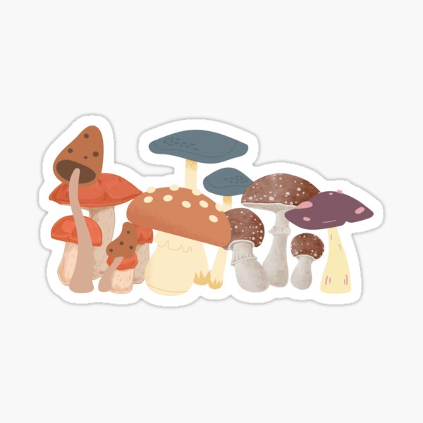 Botanical Mushrooms T-shirt Sticker