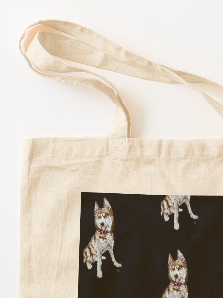 Illustrated Siberian Husky Linen Tote Bag