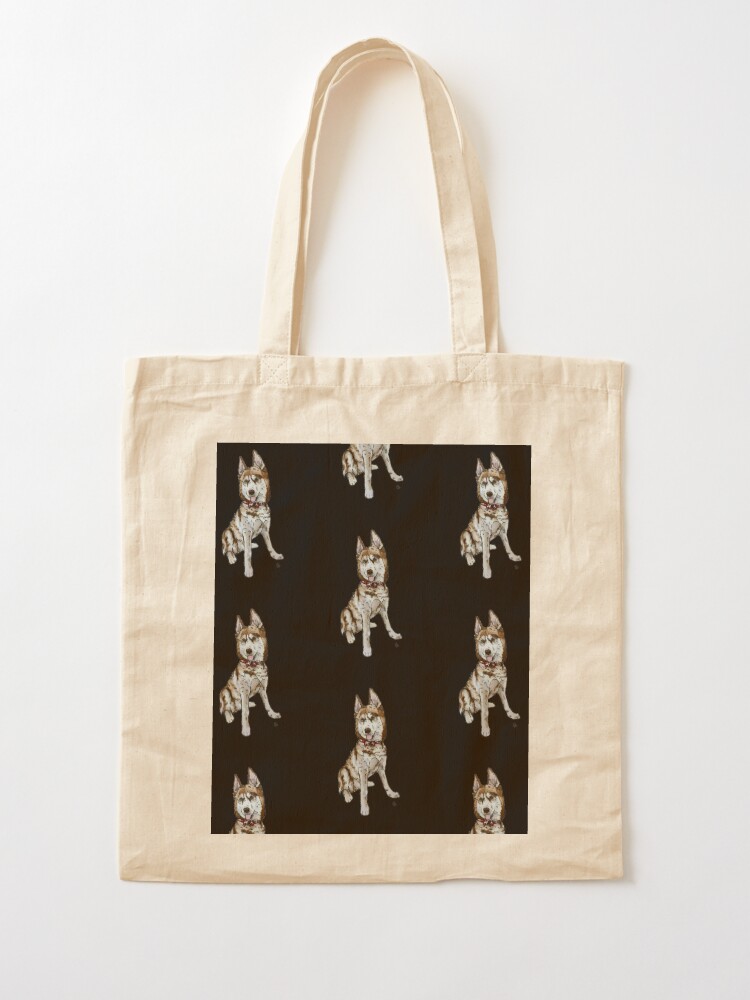 Illustrated Siberian Husky Linen Tote Bag