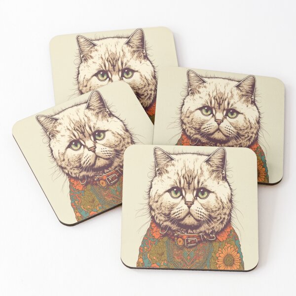Item preview, British Shorthair 70s Hippie - 70s Poster Art designed and sold by Star_.