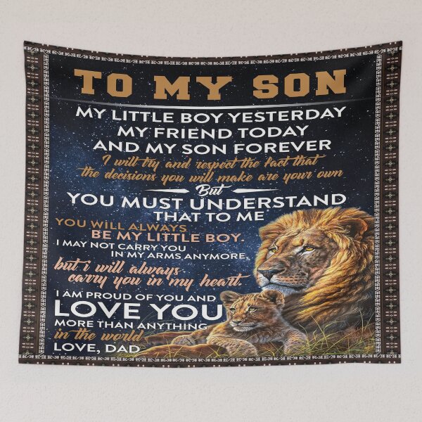 Item preview, To my son from dad - Customized To My Son Blanket From Dad, Lion Blanket, Gifts For Adult Son designed and sold by BAYIDESIGNER.