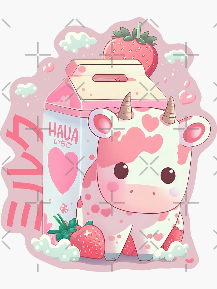 Cute Strawberry Cow Print Kawaii Aesthetic Pattern Front & Back