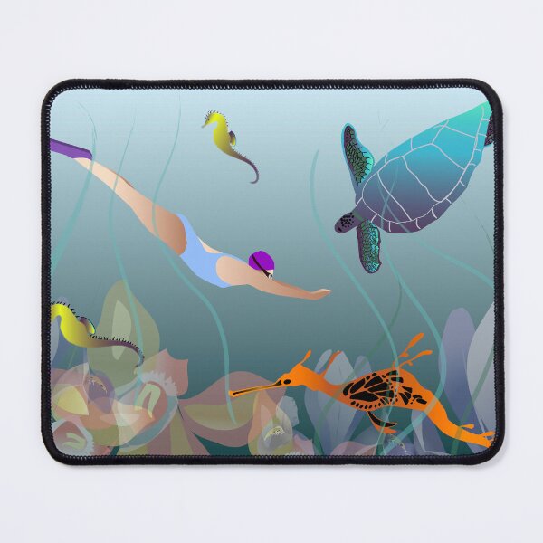 Item preview, Swimming with turtle and sea horse designed and sold by ahahdodo.