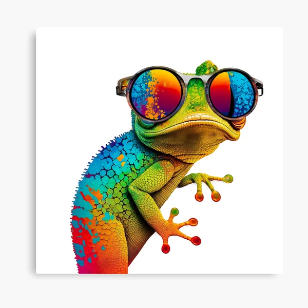 Gecko wearing sunglasses glasses pop art