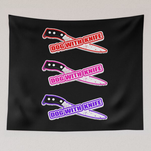 Item preview, dog with knife designed and sold by Mebbotai.