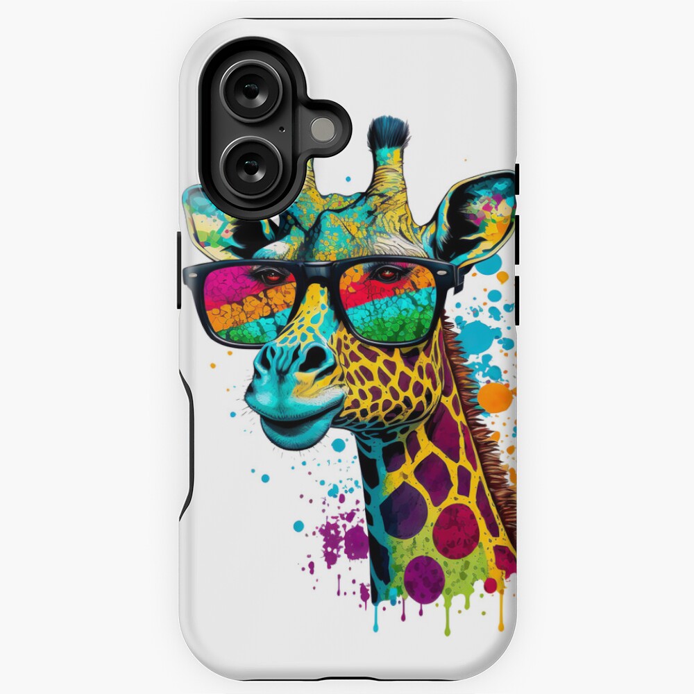 Giraffe wearing sunglasses glasses pop art