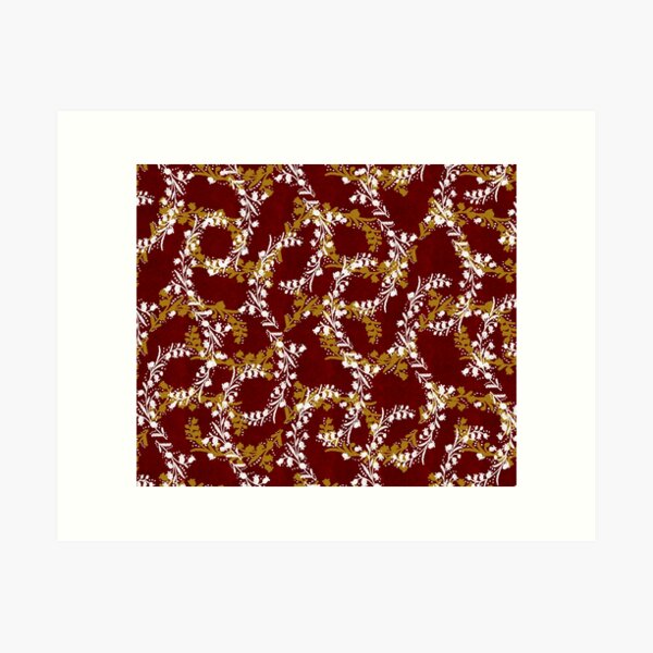 White and Mustard Love Pattern Simple Art Print