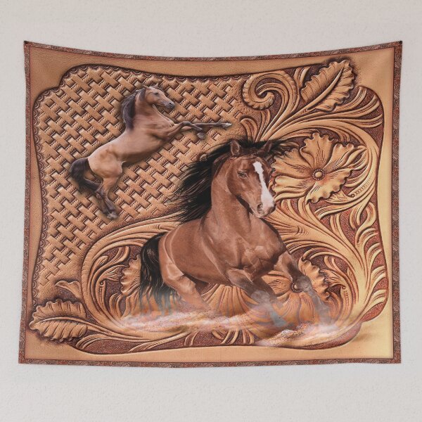 Item preview, 2 brown horses horse in wood design - Horse Lover Gift Gorgeous brown Horse bedding for girls boys, Rust Colored, Palomino Horses designed and sold by BAYIDESIGNER.