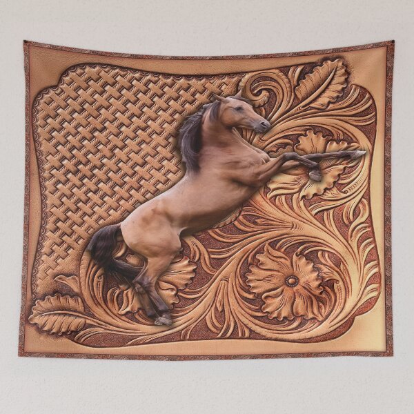 Item preview, brown horse horse in wood design - Horse Lover Gift Gorgeous brown Horse bedding for girls boys, Rust Colored, Palomino Horses designed and sold by BAYIDESIGNER.