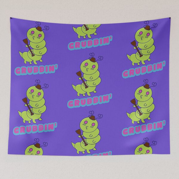 Item preview, Grubbin' Time, Funny Kawaii Cute Caterpillar, Funny Word Play designed and sold by vystudio.