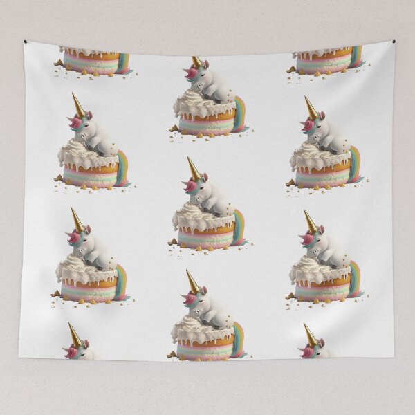 Item preview, Unicorn sitting on a rainbow layer cake designed and sold by Justsweetdesign.