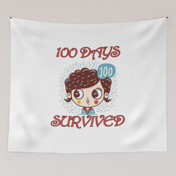 Item preview, 100 Days Os School Survived Cute Girl Illustration designed and sold by mbensdesign.