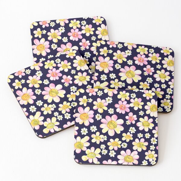Item preview, Yellow and Pink Daisies with dark background  designed and sold by BeansHotTees.