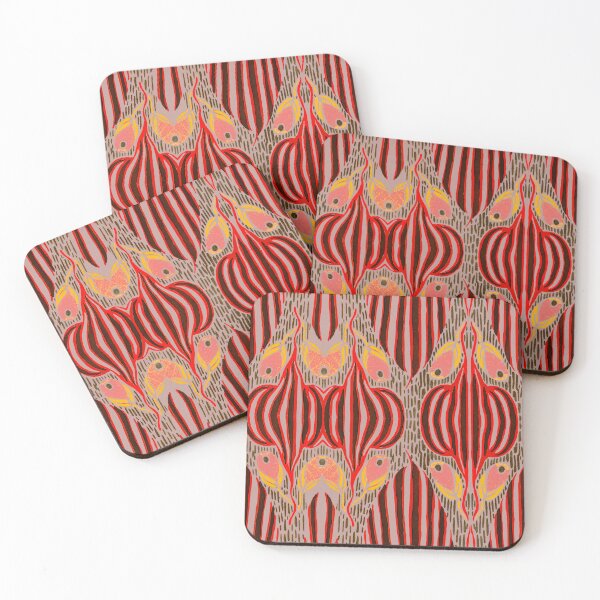 Item preview, Striped Leaf Flower Abstract Africa Modern Print Dark Red designed and sold by SpiritGifts.