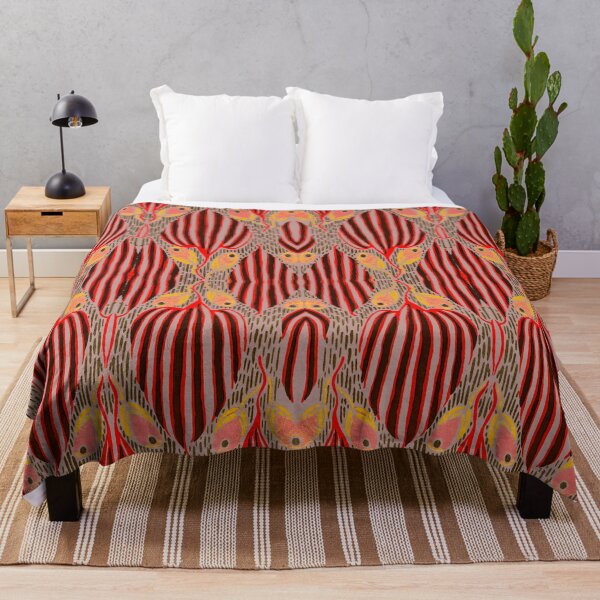 Item preview, Striped Leaf Flower Abstract Africa Modern Print Dark Red designed and sold by SpiritGifts.