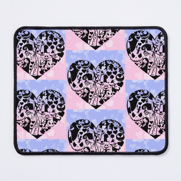 Item preview, TNBC Jack, Sally and the gang heart over blue/pink background designed and sold by Pressler girls Designs.