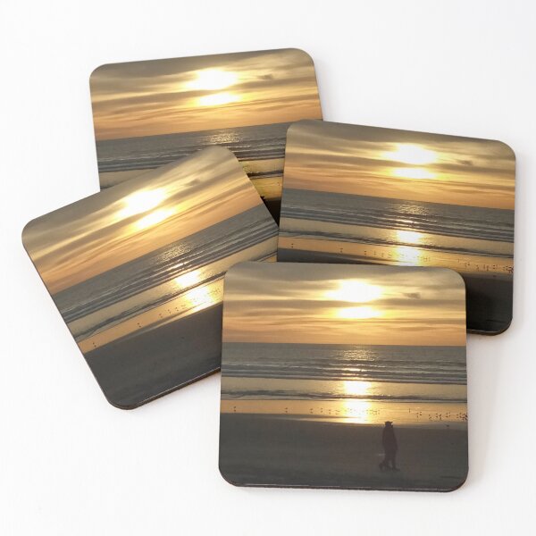 Item preview, Golden sunset reflected in the water and sand designed and sold by Photos-by-adot.