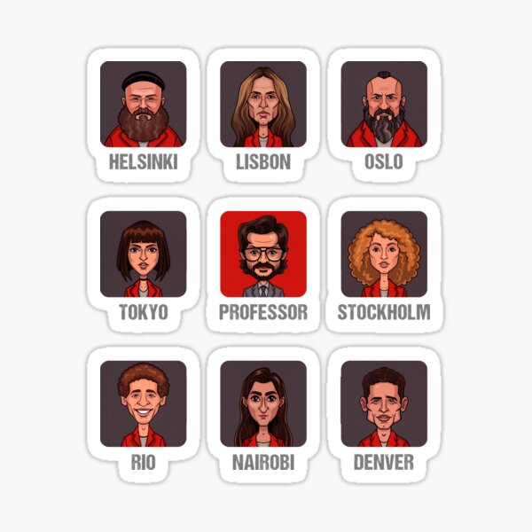 Item preview, Money Heist Characters with names designed and sold by Inkt  Design.