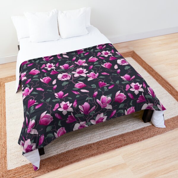 Beautiful Pink Magnolia Floral Comforter