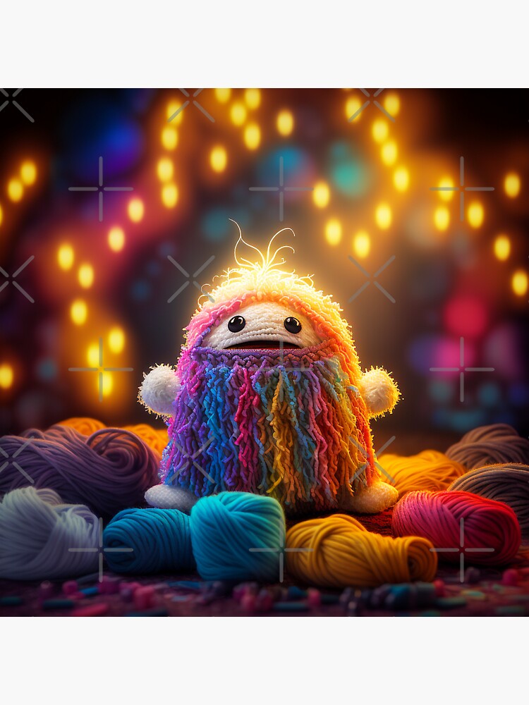 "Isabella the Itty Bitty Yarn Monster" Sticker for Sale by