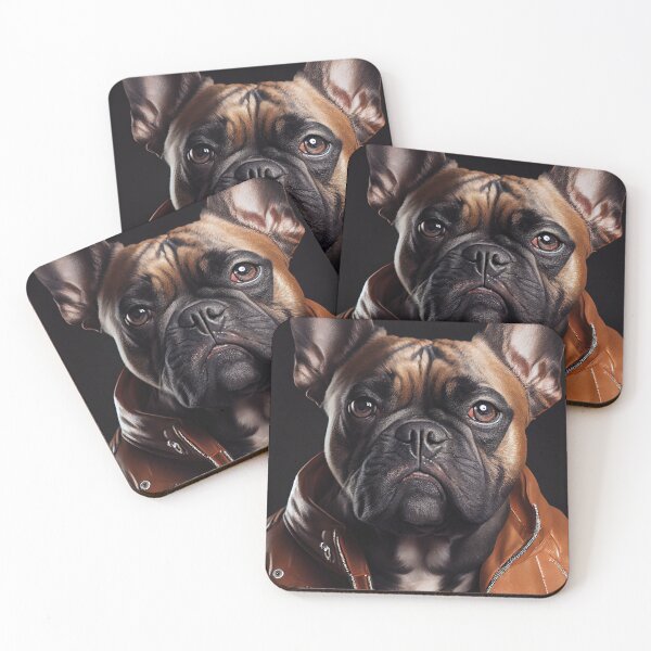Item preview, French Bulldog wearing leather jacket - Dog Breed Portrait designed and sold by Nalaxation.