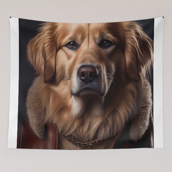 Item preview, Golden Retriever wearing leather jacket - Dog Breed Portrait designed and sold by Nalaxation.