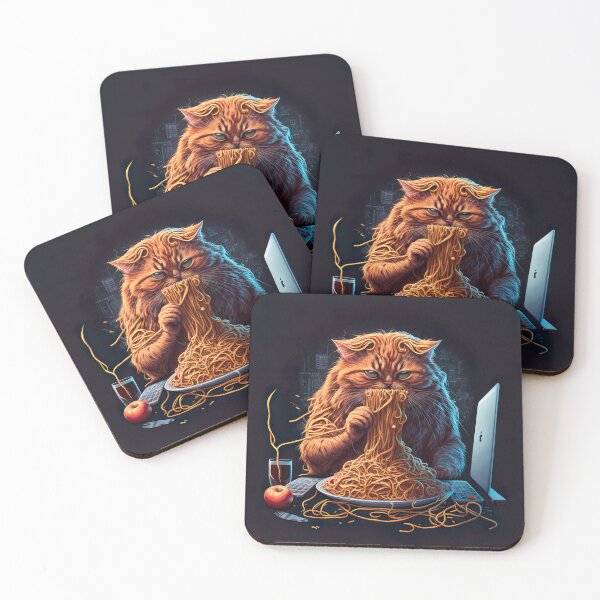 Item preview, Orange cat eating spaghetti  designed and sold by MystiS.