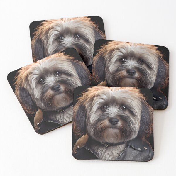 Item preview, Havanese wearing leather jacket - Dog Breed Portrait designed and sold by Nalaxation.