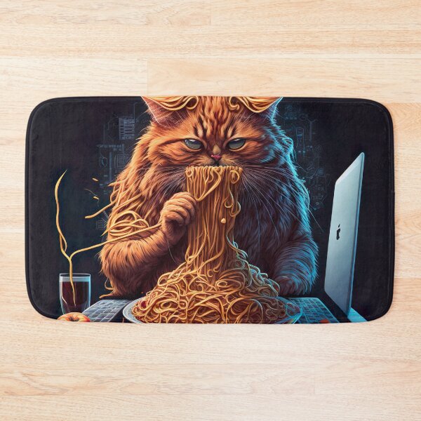 Item preview, Orange cat eating spaghetti  designed and sold by MystiS.