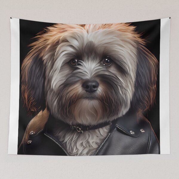Item preview, Havanese wearing leather jacket - Dog Breed Portrait designed and sold by Nalaxation.