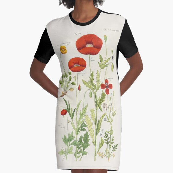 Botanical illustration: Poppy by David Dietrich – State Library Victoria Graphic T-Shirt Dress