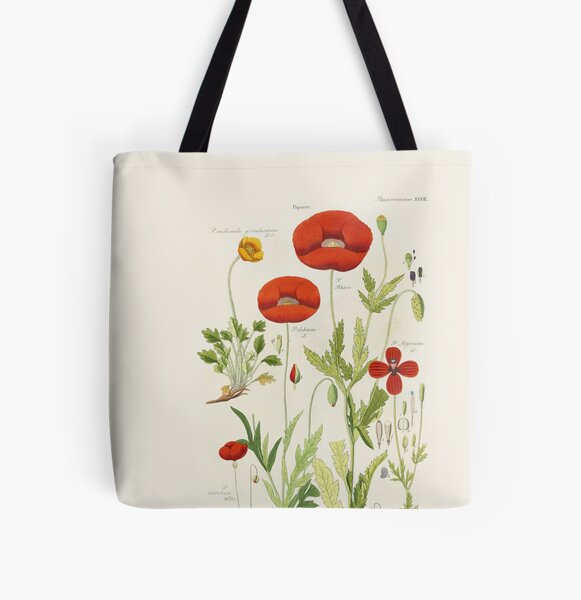 Botanical illustration: Poppy by David Dietrich – State Library Victoria All Over Print Tote Bag