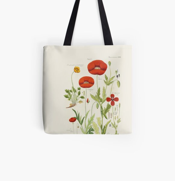 Botanical illustration: Poppy by David Dietrich – State Library Victoria All Over Print Tote Bag