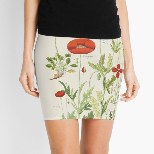 Botanical illustration: Poppy by David Dietrich – State Library Victoria Mini Skirt