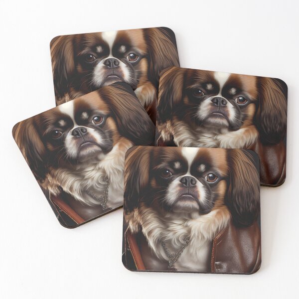 Item preview, Japanese Chin wearing leather jacket - Dog Breed Portrait designed and sold by Nalaxation.